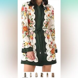 Floral Button-Up Dress with Green Accents